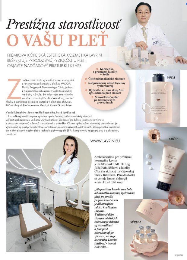 Článok o prémiovej kozmetike Lavrin v časopise SME ŽENY